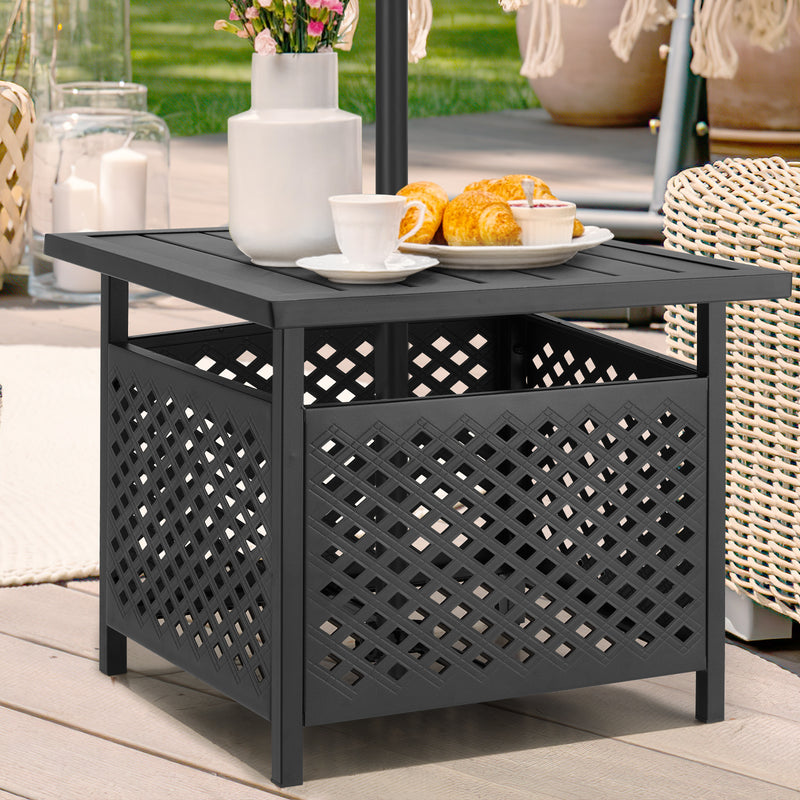 22'' x 22'' Outdoor Umbrella Side Table Steel Stand with 1.58" Umbrella Hole