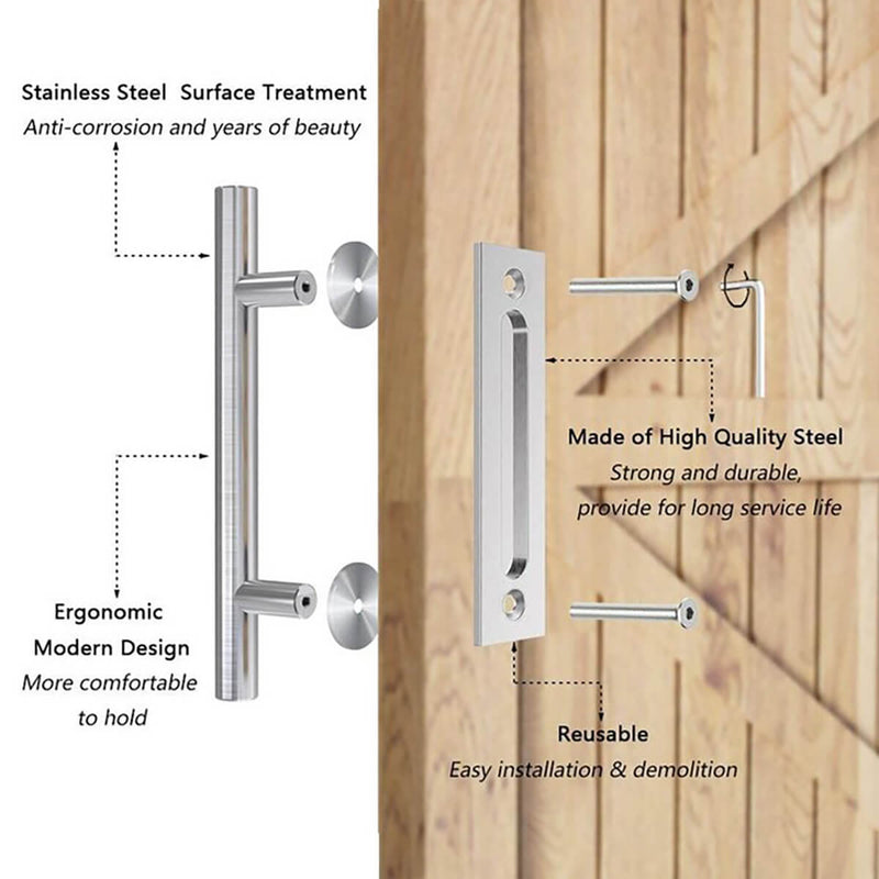12 Inches Stainless Steel Sliding Barn Door Handle Set