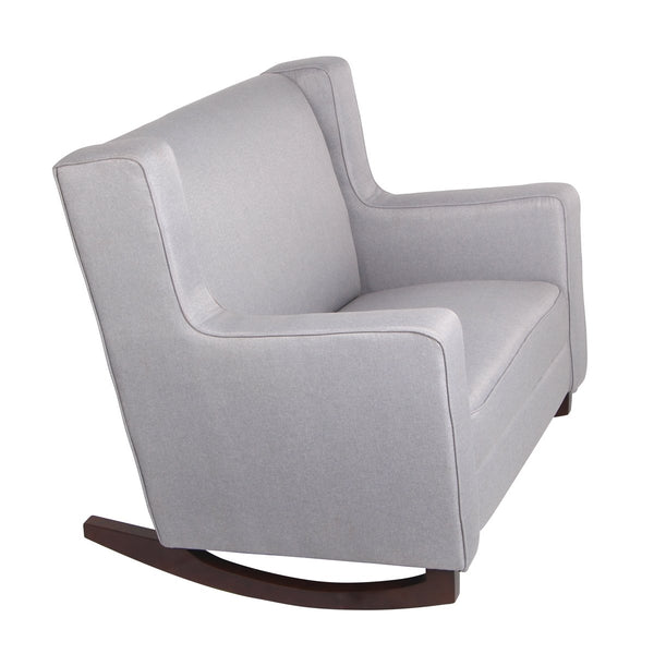 Upholstered Rocking Chair Padded Seat Fabric Rocker for Nursery, Comfortable Relax Glider, Grey