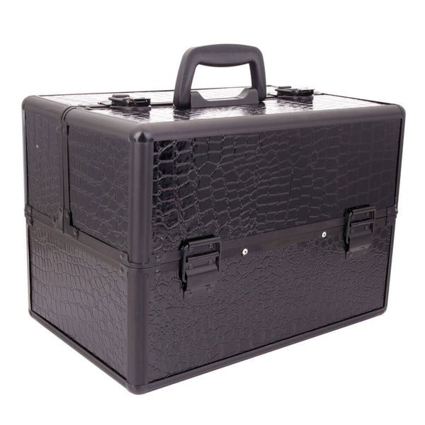 High-end Portable Foldable Inner Layers Cosmetics Storage Case Black