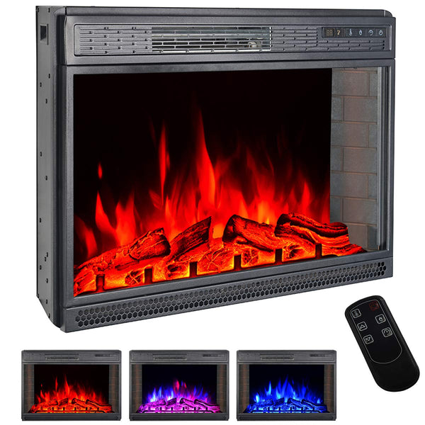 28"Electric Fireplace Insert, Recessed Mounted Electric Fireplace Heater with Remote Control,Black