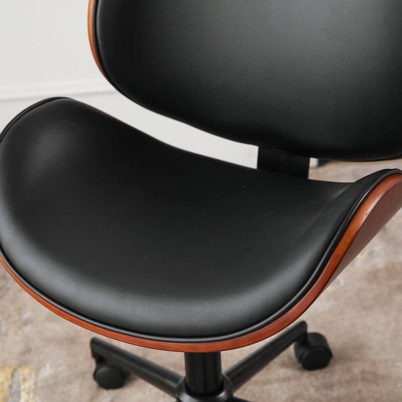 Walnut Bentwood Adjustable Height Office Chairs Barstool with Curved Back