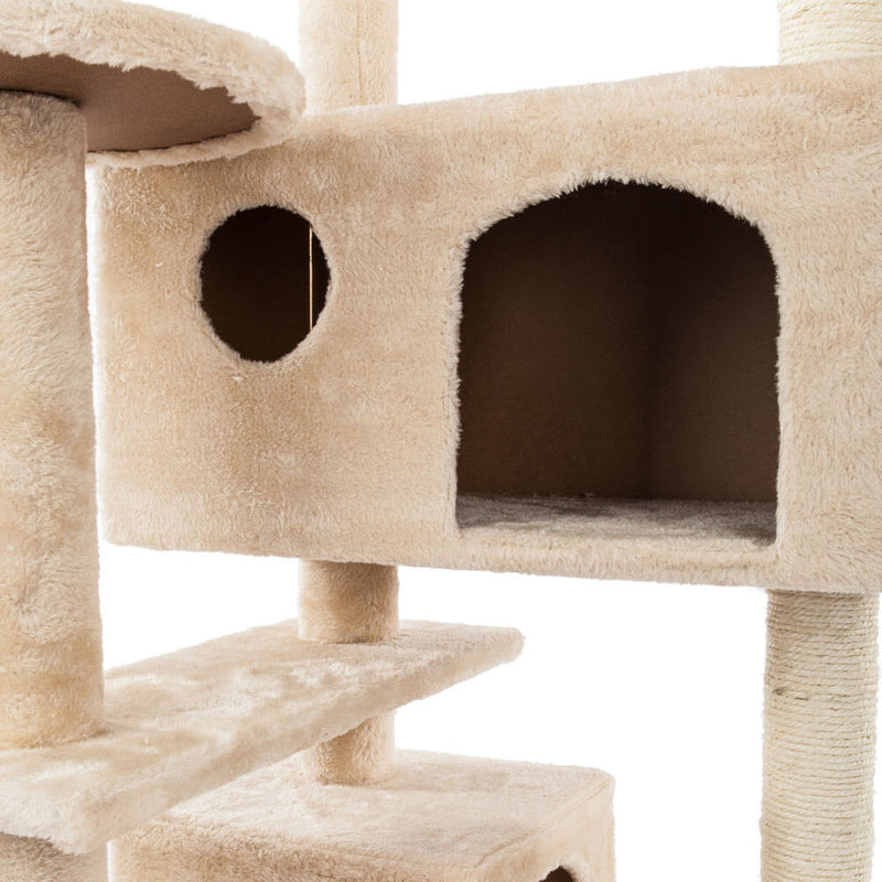 Solid Cute Sisal Rope Plush Cat Climb Tree Cat Tower Beige 52 inches