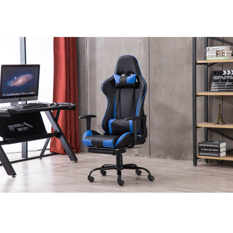 High Back Swivel Chair Racing Gaming Chair Office Chair Blue