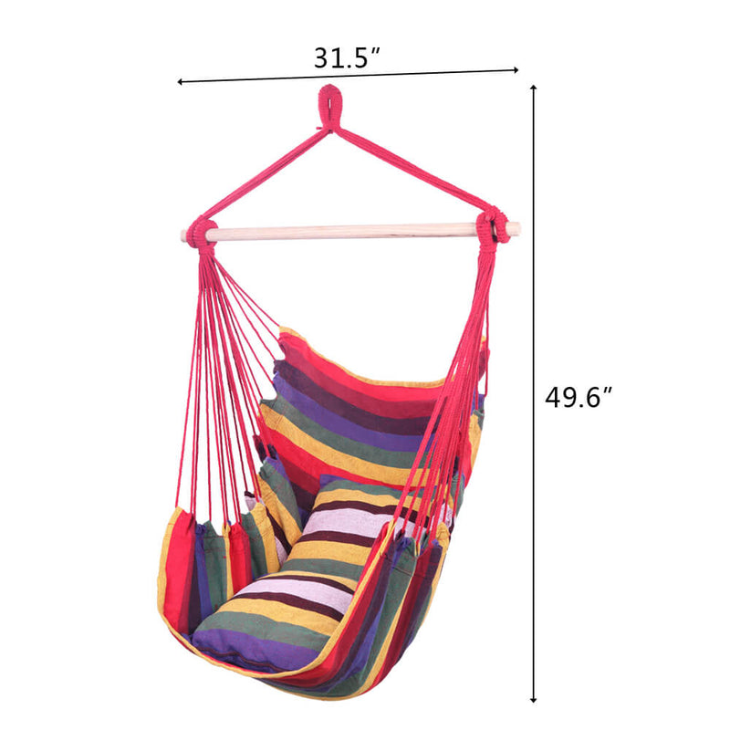 Patio Hammock Swing, Hanging Rope Hammock Chair, Cotton Hanging Air Swing with Cushions for Porch Yard Tree Bedroom