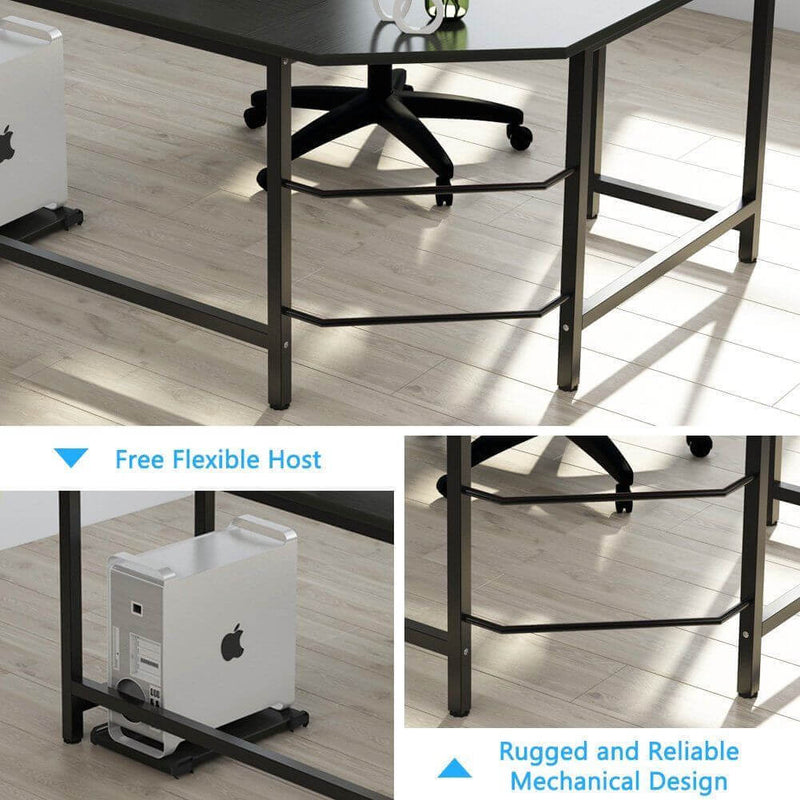 L-Shaped Desktop Computer Desk Black