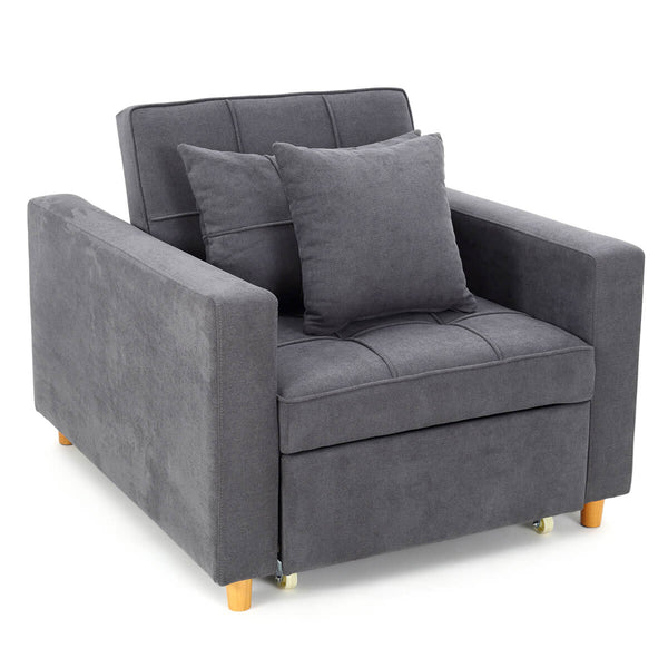 Sofa Bed 3-in-1 Convertible Chair Multi-Functional Sofa Bed Adjustable Recliner(Dark Grey)