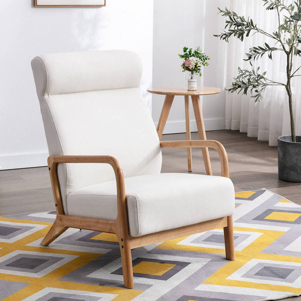 Mid-Century Upholstered Accent Chair with Thick Padded Cushion & Pillow, Lounge Arm Chair for Living Room