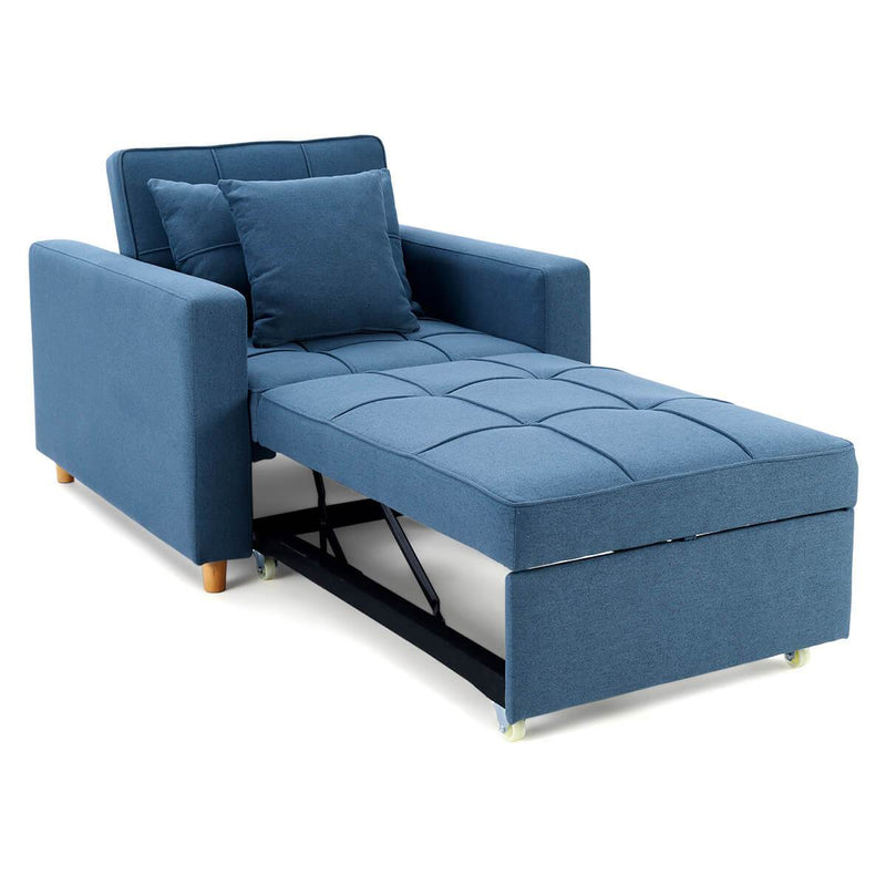 Sofa Bed 3-in-1 Convertible Chair Multi-Functional Sofa Bed Adjustable Recliner(Blue Grey)