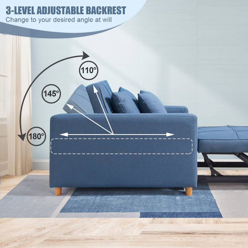 Sofa Bed 3-in-1 Convertible Chair Multi-Functional Sofa Bed Adjustable Recliner(Blue Grey)