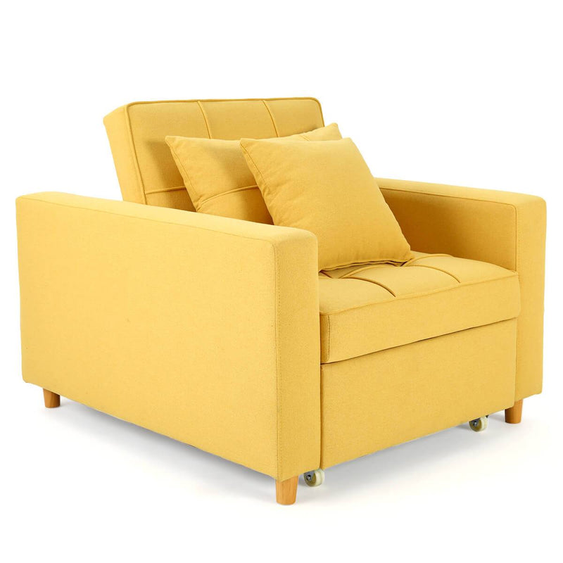 Sofa Bed 3-in-1 Convertible Chair Multi-Functional Sofa Bed Adjustable Recliner(Yellow)