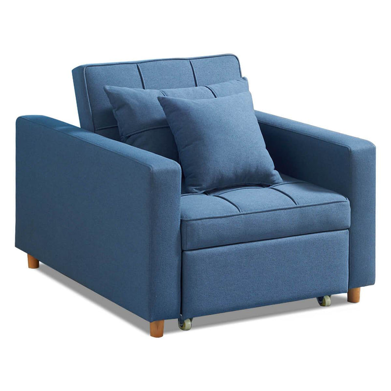 Sofa Bed 3-in-1 Convertible Chair Multi-Functional Sofa Bed Adjustable Recliner(Blue Grey)
