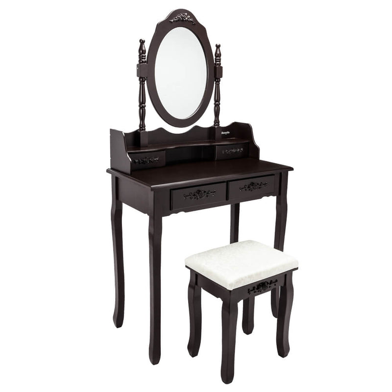 Modern Concise 4-Drawer Removable Mirror Dresser Brown