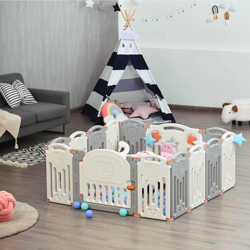Baby 14 Panel Playpen Activity Centre Indoor Outdoor Playards Fence Safety Play Yard