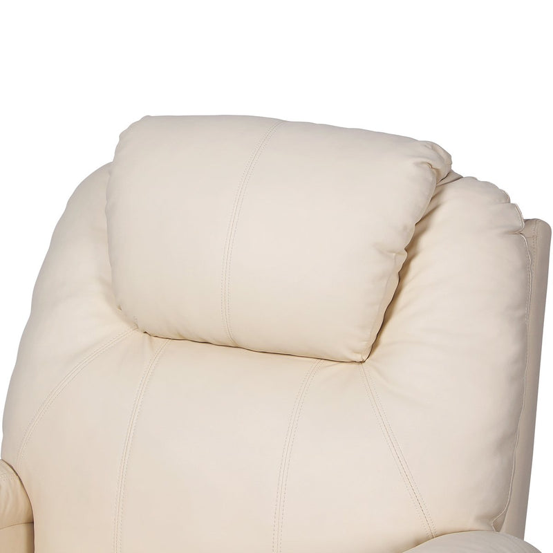 Massage Recliner Chair Heated PU Leather Ergonomic Lounge 360 Degree Swivel (Cream)