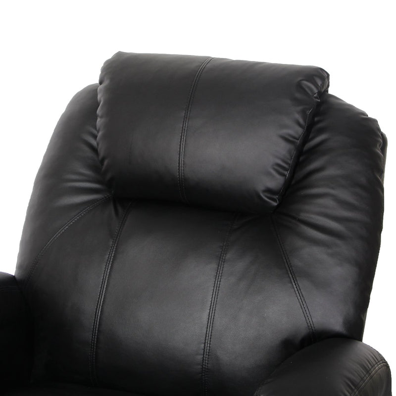 Massage Recliner PU Leather Ergonomic Lounge Heated Chair 360 Degree Swivel Recliner (Black)