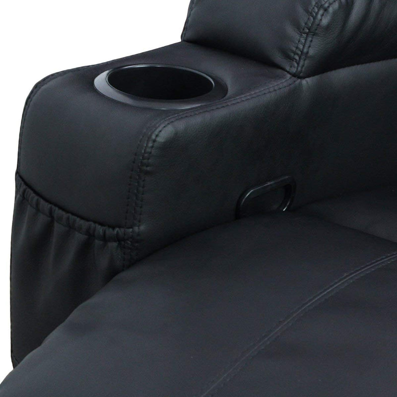 Massage Recliner PU Leather Ergonomic Lounge Heated Chair 360 Degree Swivel Recliner (Black)