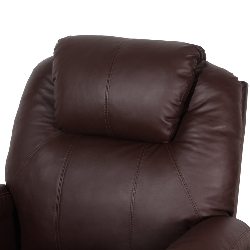 Massage Recliner Chair Heated PU Leather Ergonomic Lounge 360 Degree Swivel, Brown