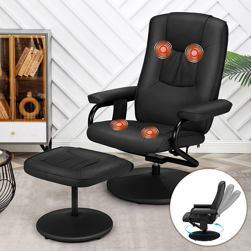Faux Leather Recliner Chair and Ottoman