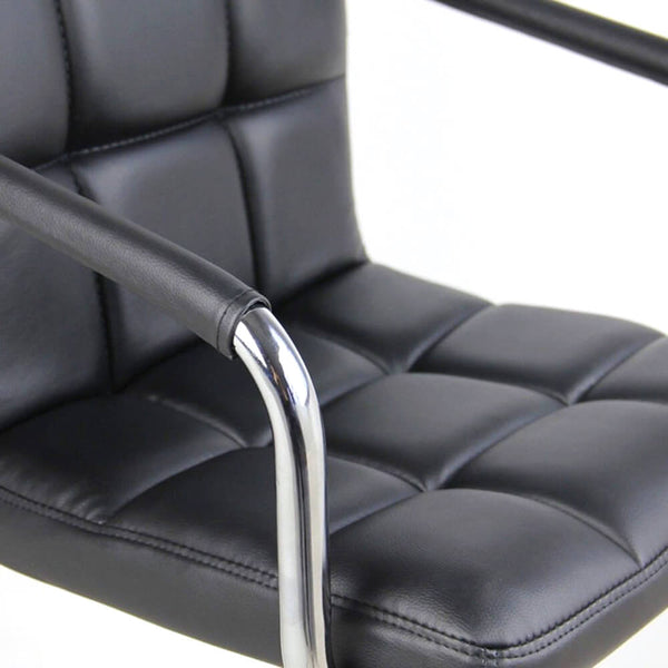 2 pieces 60-80cm 6 Checks Round Cushion Bar Stools with Armrest Black