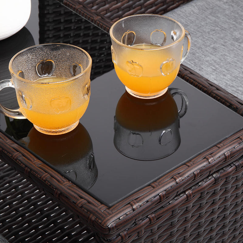 Double Siamese Rattan Chair Outdoor Garden Patio Furniture Brown Cushions