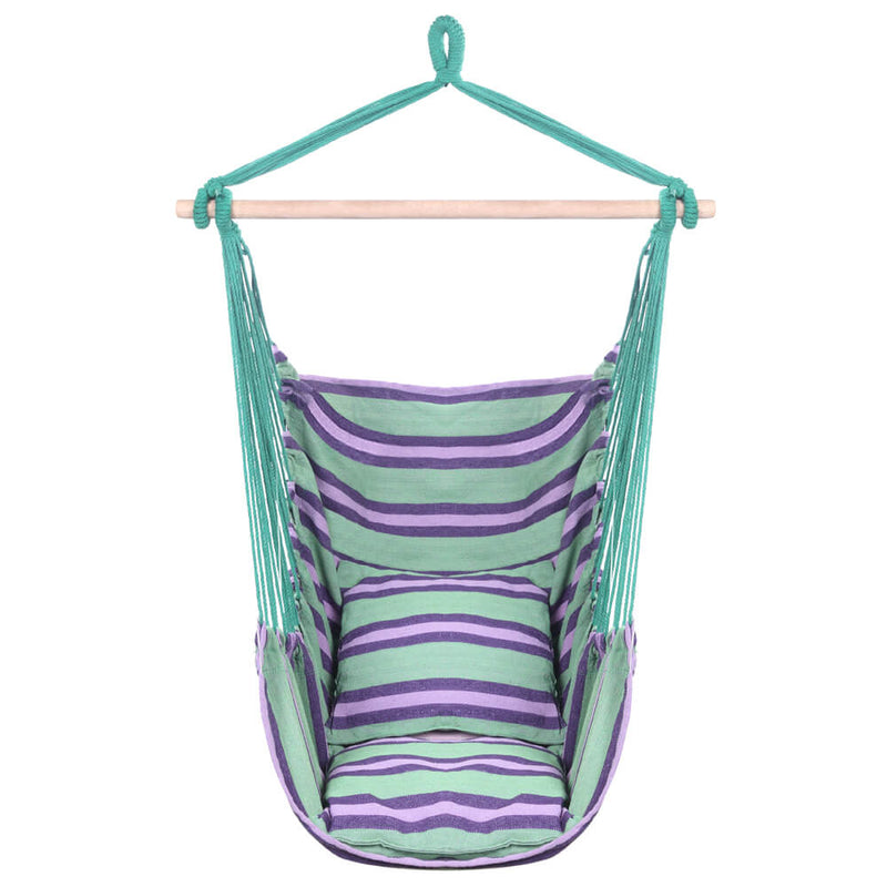 Patio Hammock Swing, Hanging Rope Hammock Chair, Cotton Hanging Air Swing with Cushions, Green
