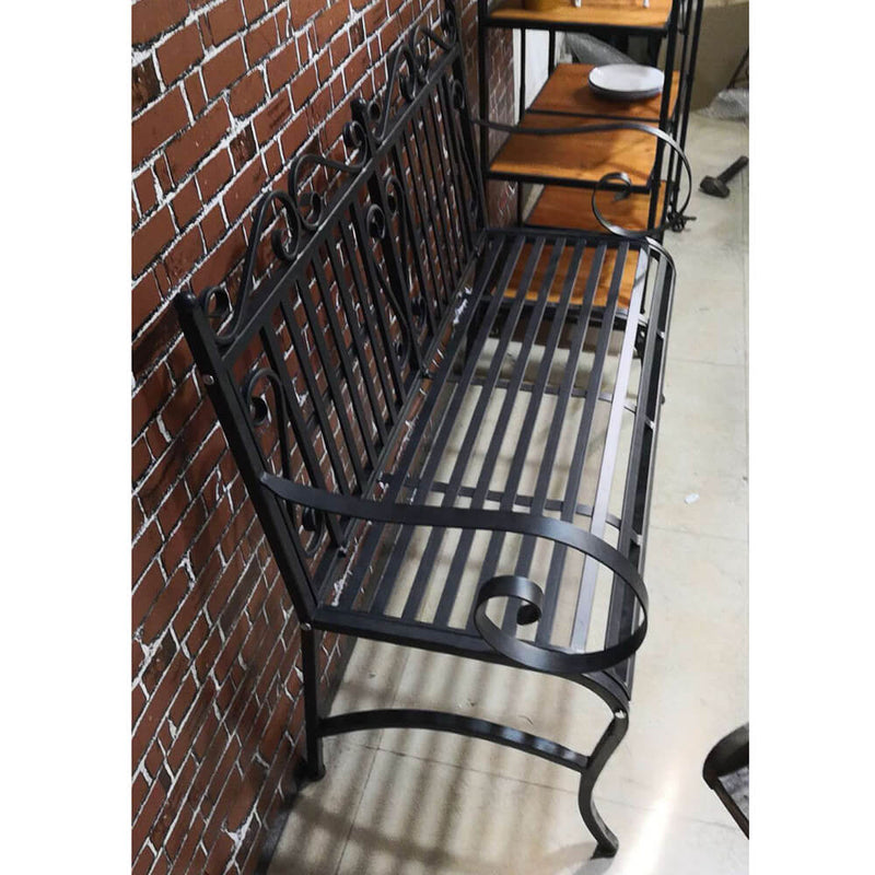 2-Seat Foldable Outdoor Patio Garden Bench Porch Chair with Steel Frame Solid Construction