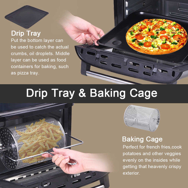 All-in-One Air Fryer Oven Family Size Roast, Bake, Dehydrator, Oilless Cooker Black