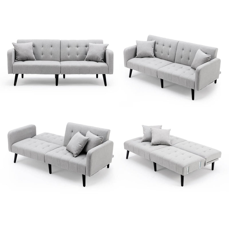 Convertible Foton Sectional Sleeper Sofa Bed Couch Small Apartment Furniture Light Gray