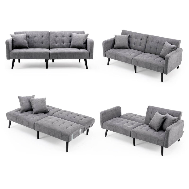 Convertible Foton Sectional Sleeper Sofa Bed Couch Small Apartment Furniture Dark Gray