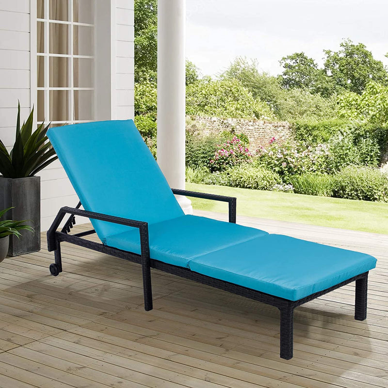 Cushioned PE Rattan Outdoor Chaise Lounge