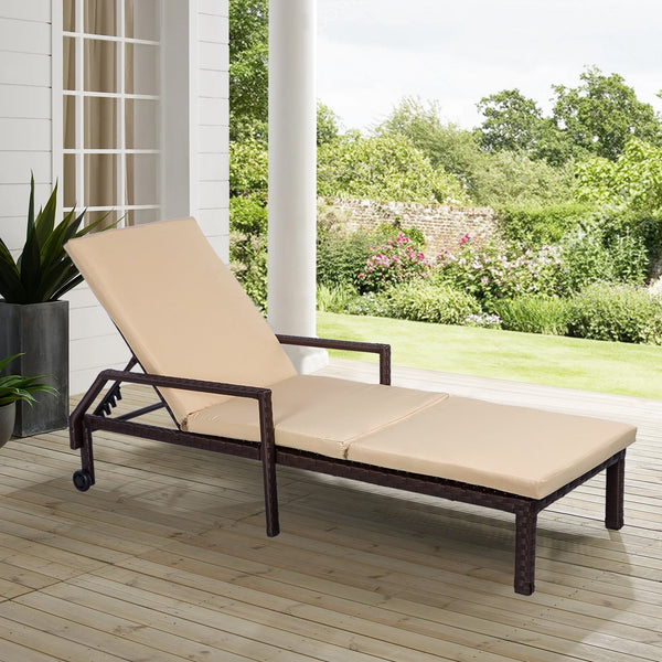 Cushioned PE Rattan Patio Lounge Chair