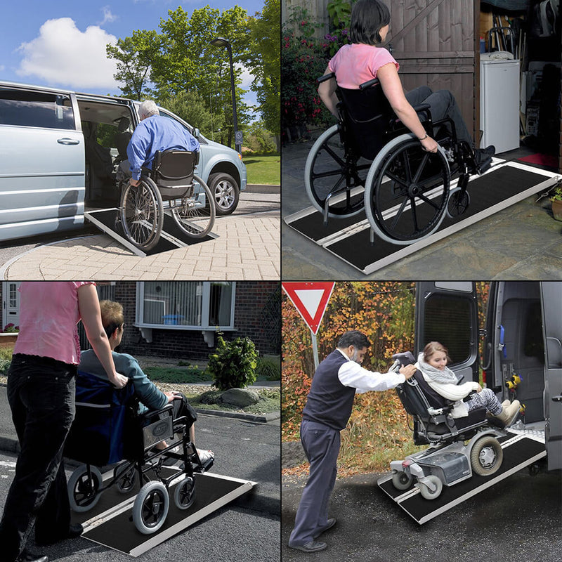 3FT Two-section Non-Skid Folding Lightweight Aluminum Alloy Wheelchair Scooter Mobility Ramps