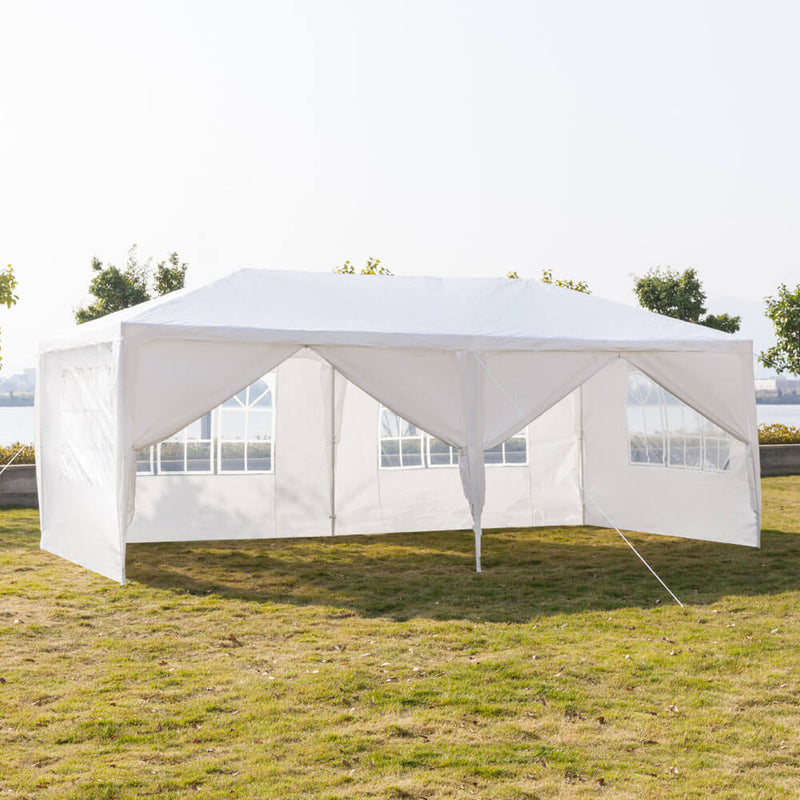 Six Sides Two Doors Waterproof Tent with Spiral Tubes 10 x 20 ft White