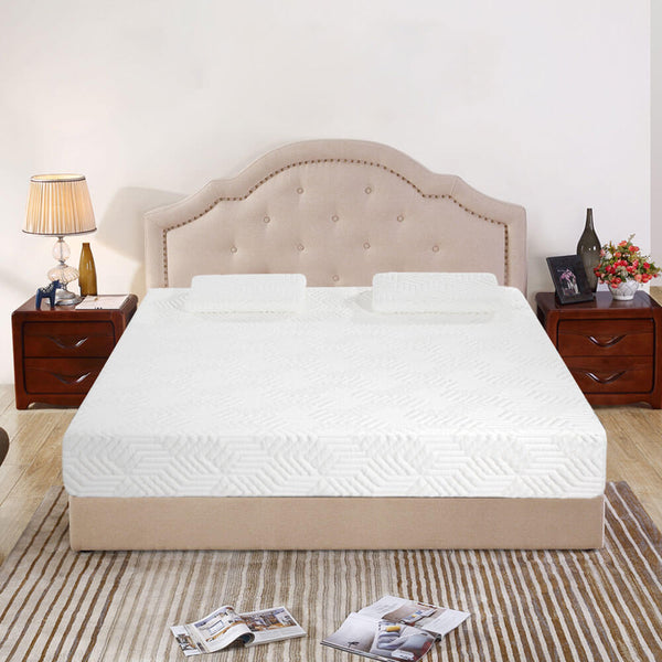 Medium High Softness Cotton Mattress with 2 Pillows (Queen Size) White 12 inches