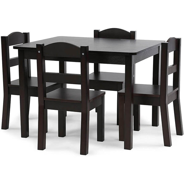Espresso Kids Wood Table & 4 Chair Set 5-Piece
