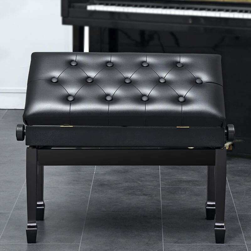 29'' Genuine Leather Piano Bench with Storage, Adjustable Duet Size Artist Concert Piano Bench Stool, Black