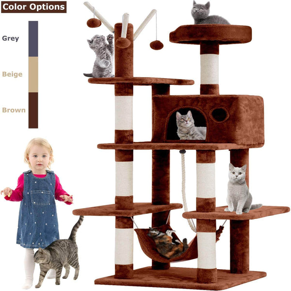 Cat Tree Tower Condo Playground Cage Kitten Multi-Level 56 inches Activity Center Play House