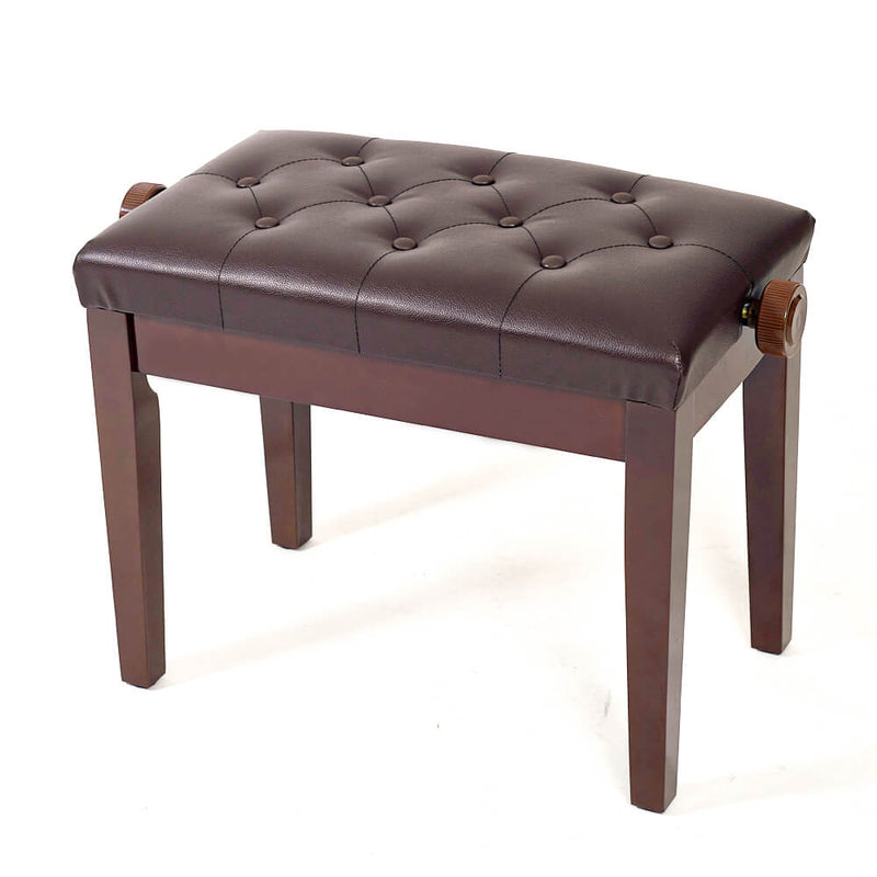 22'' Genuine Leather Adjustable Piano Bench, Artist Concert Piano Bench Stool, Brown