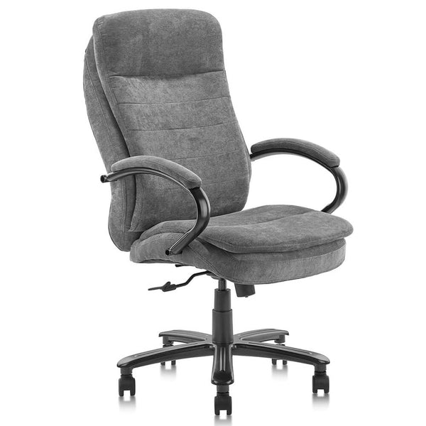 Ergonomic Executive Office Chair with Fabric Upholstery Adjustable Height Thick Padding Headrest & Armrest, Gray