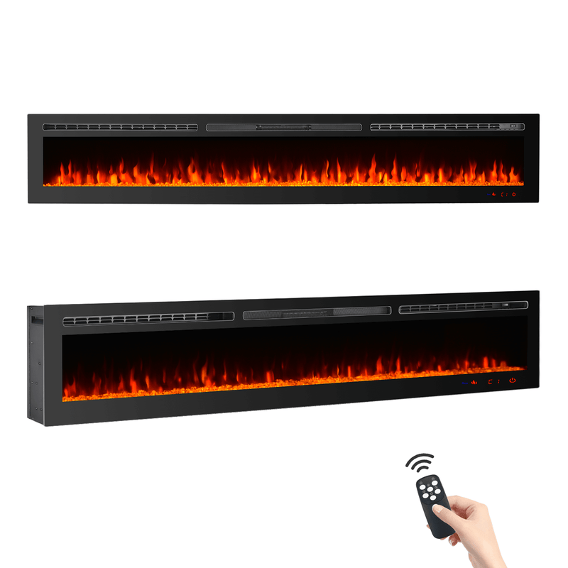 100 inch Electric Fireplace, Wall Mounted Fireplace Insert with Remote Control