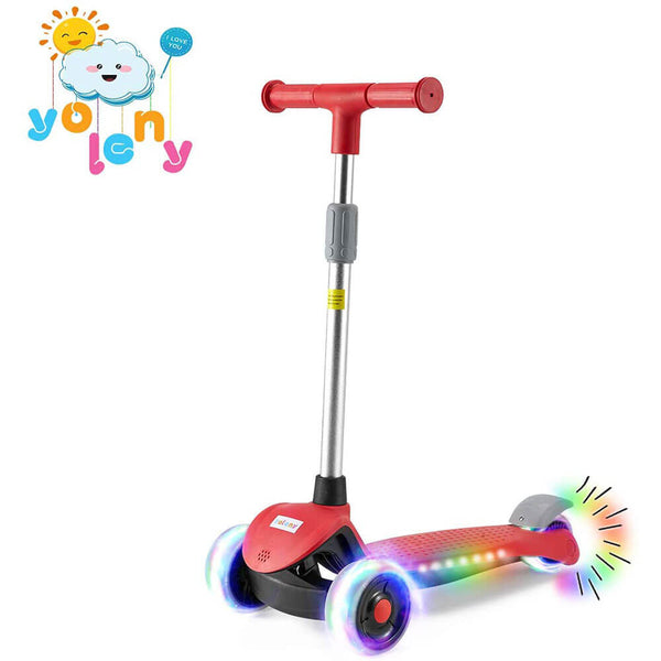Scooter for Kids, LED Light-up Scooter, Kids Scooter with 3 Wheel LED Lights Red