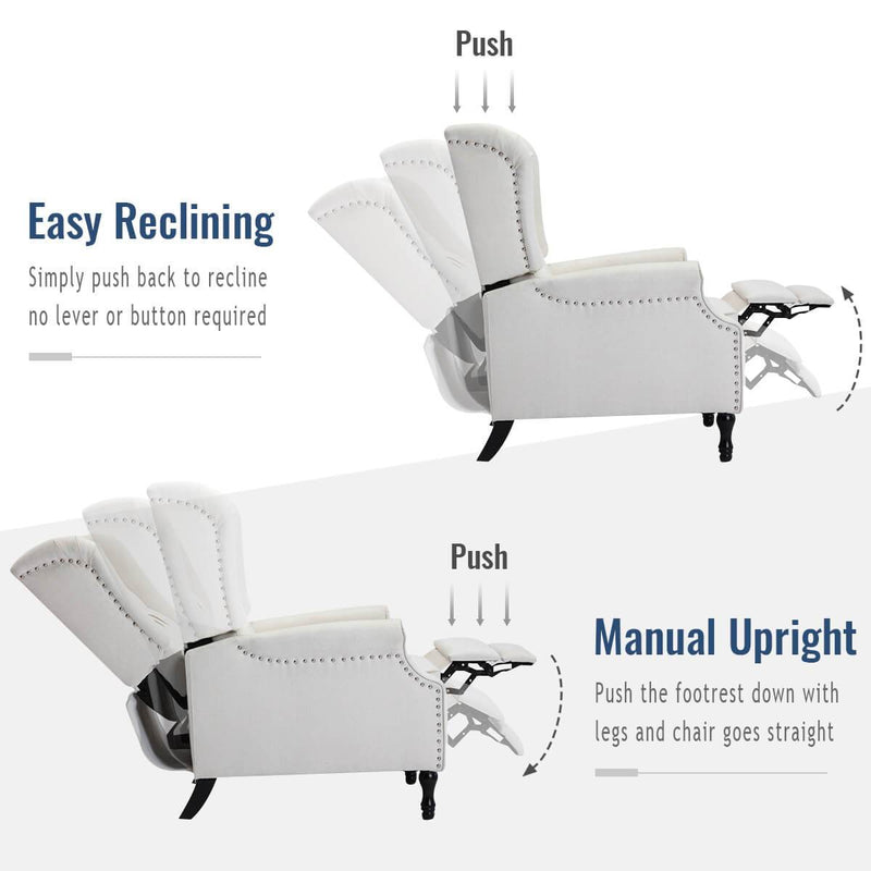 Fabric Pushback Manual Recliner Chair for Living Room Beige