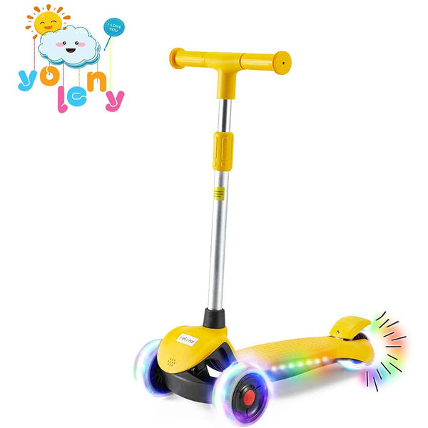 Scooter for Kids, LED Light-up Scooter, Kids Scooter with 3 Wheel LED Lights Yellow