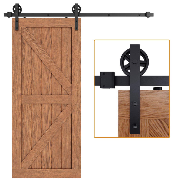 Big Wheel Sliding Barn Door Hardware Track Kit Ultra Hard Sturdy 6-12 Ft