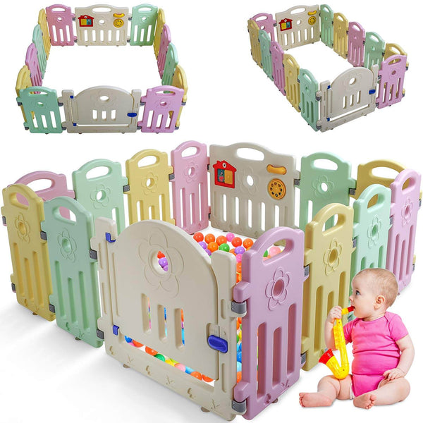 Baby Playpen Playard Infants Toddler 14 Panels Safety Kids Indoor Baby Fence