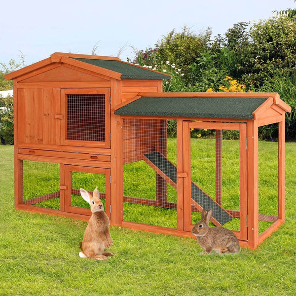Rabbit Hutch Outdoor Wooden Rabbit House (56.7 inches)