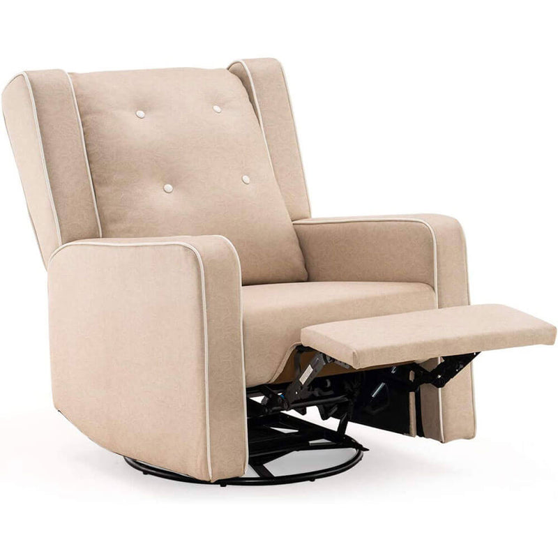 360-Degree Swivel Gliding Recliner,Leathaire Upholstered Recliner Beige