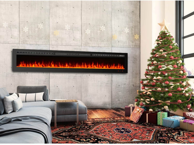 100 inch Electric Fireplace, Wall Mounted Fireplace Insert with Remote Control