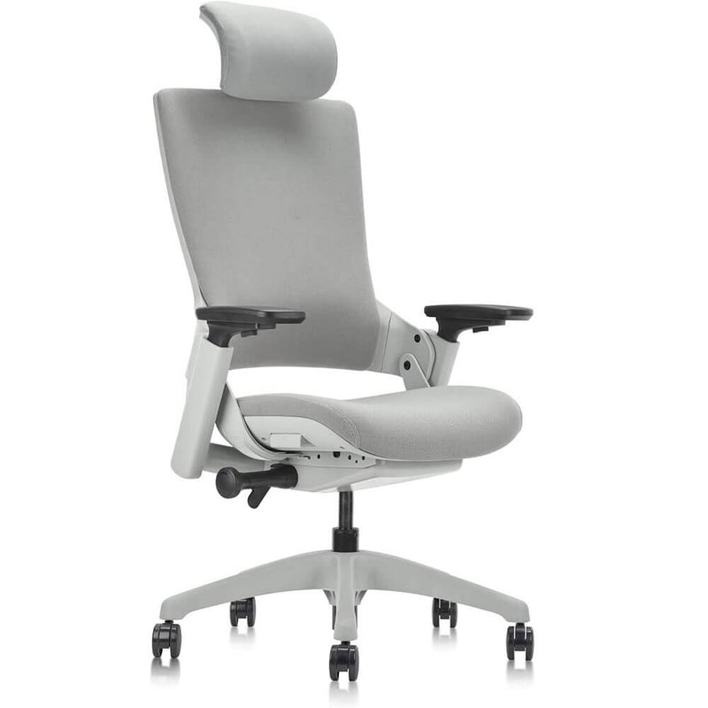 Ergonomic High Swivel Executive With Head Home Office Chair Grey Fabric Back